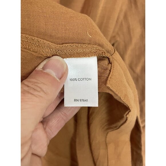 J•Jill Brown Button Front Long Sleeve Maxi Dress Cotton Beach Resort Casual XL - Picture 5 of 8